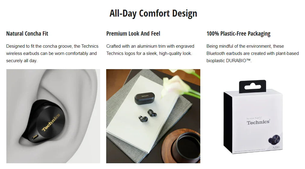 Technics AZ80 Premium Noise-Cancelling True Wireless Headphones - Silver - LX2001 - Homewares, Outdoor, Phone Accessories, Cases, Speakers, Headphones + More -