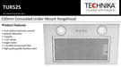Technika 52CM Under Mount Rangehood Stainless Steel LED - LX2001 - Homewares, Outdoor, Phone Accessories, Cases, Speakers, Headphones + More -