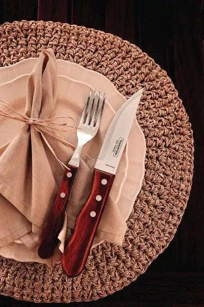 Tramontina Churrasco Steak Knife Jumbo Serrated Wide Blade Polywood Red 5" 12cm - LX2001 - Homewares, Outdoor, Phone Accessories, Cases, Speakers, Headphones + More -