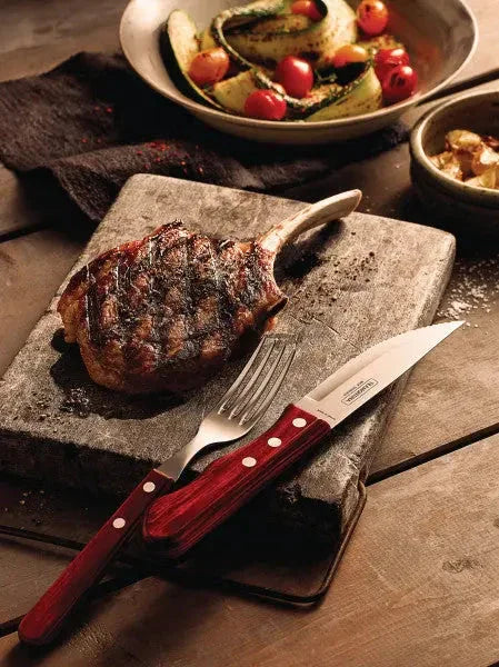 Tramontina Churrasco Steak Knife Jumbo Serrated Wide Blade Polywood Red 5" 12cm - LX2001 - Homewares, Outdoor, Phone Accessories, Cases, Speakers, Headphones + More -