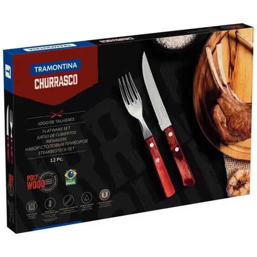 Tramontina Churrasco Steak Knife Polywood Traditional Steak Set Red 12pc - LX2001 - Homewares, Outdoor, Phone Accessories, Cases, Speakers, Headphones + More -