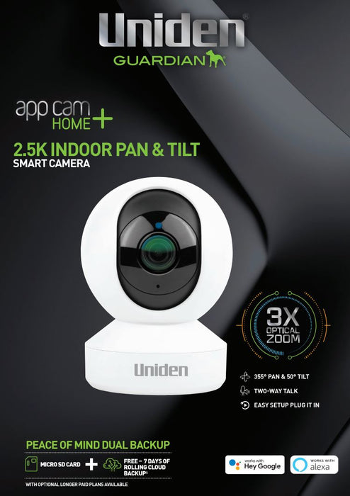 Uniden Guardian App Cam Home+ 2.5K Indoor Pan & Tilt Camera
