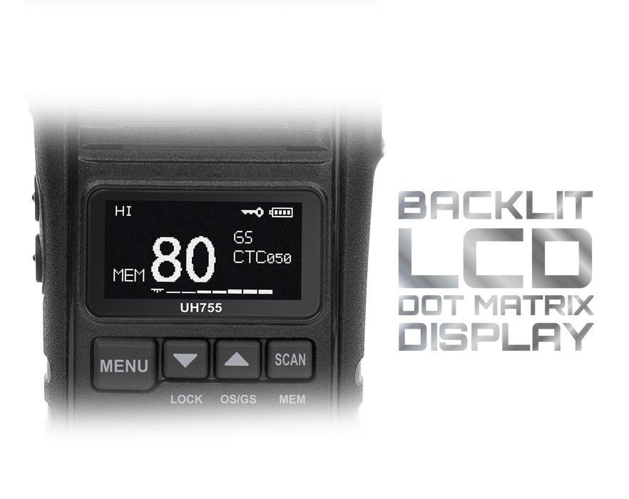 Uniden UH755-2DLX 5 Watt UHF CB Splash-Proof Handheld Radio