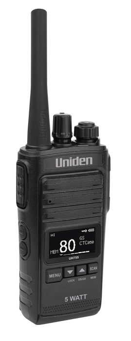 Uniden UH755-2DLX 5 Watt UHF CB Splash-Proof Handheld Radio