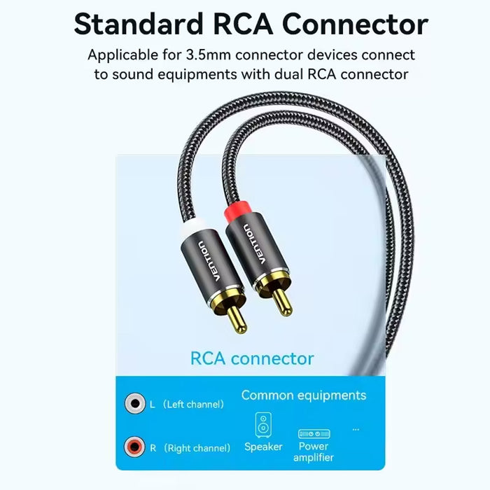 Vention 2X Rca Male To 3.5Mm Trs Cable 50Cm