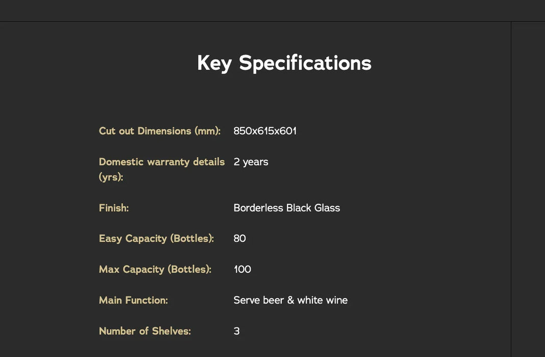 Vintec 100 Beer Wine Fridge Bottle Undercounter Black Glass Door Beverage Centre - LX2001 - Homewares, Outdoor, Phone Accessories, Cases, Speakers, Headphones + More -