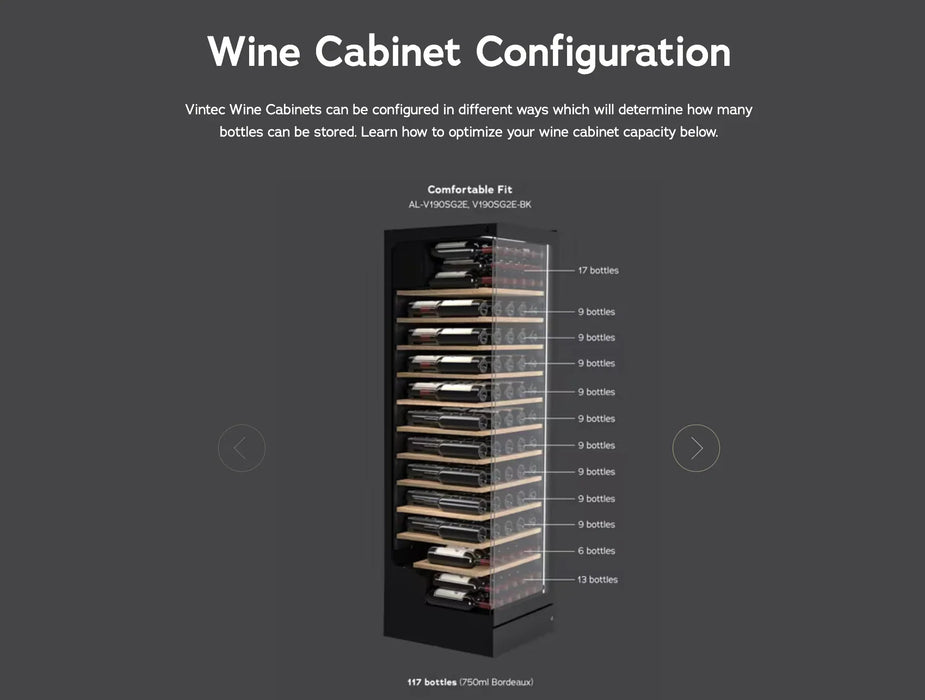 Vintec Wine Fridge Chiller 198 Bottle Capacity - Black V190SG2E-BKLH LEFT HINGE - LX2001 - Homewares, Outdoor, Phone Accessories, Cases, Speakers, Headphones + More -