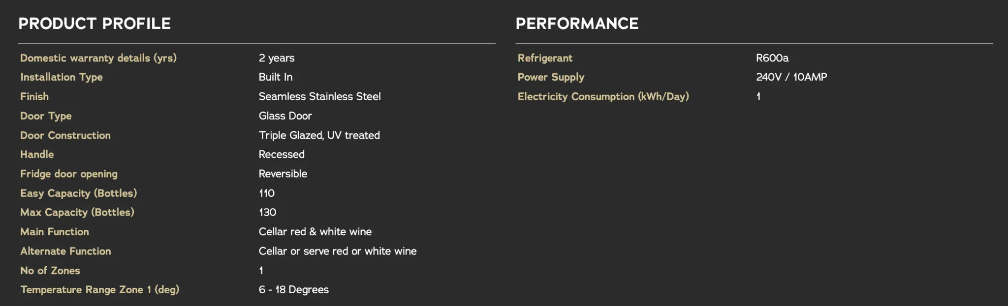Vintec Wine Fridge with 130 Bottle Capacity - Black (VWS130SSB-X) - LX2001 - Homewares, Outdoor, Phone Accessories, Cases, Speakers, Headphones + More -