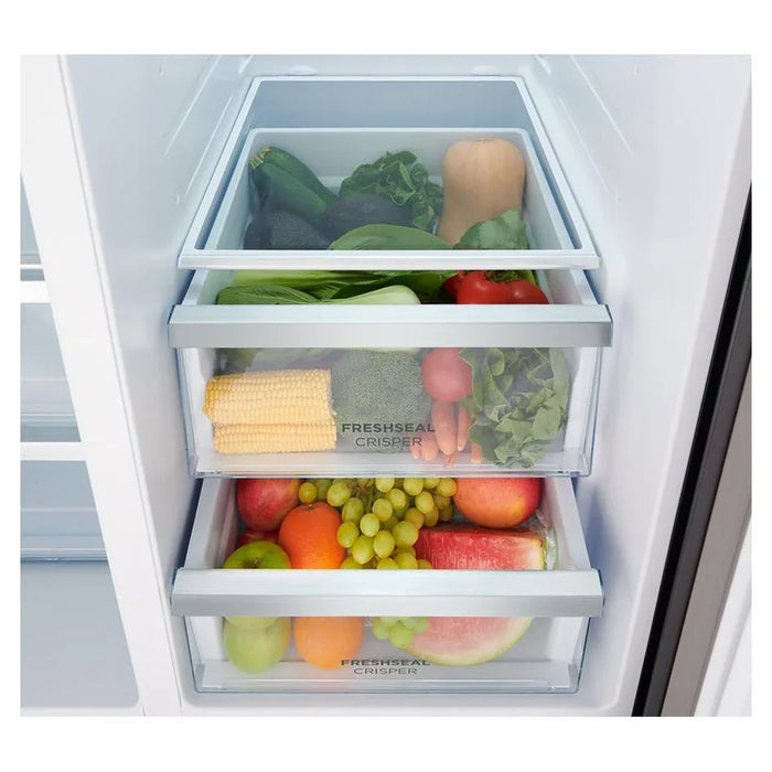 Westinghouse 624L side by side fridge, silver with fruit & vegetable boxes, glas - LX2001 - Homewares, Outdoor, Phone Accessories, Cases, Speakers, Headphones + More -