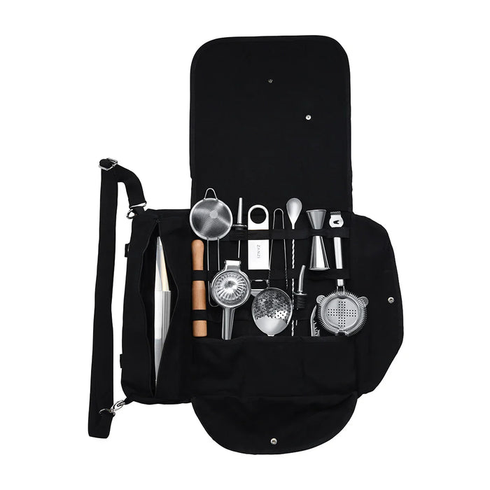 Zanzi Cocktail Set 14pc Stainless Steel In Bartender Roll - LX2001 - Homewares, Outdoor, Phone Accessories, Cases, Speakers, Headphones + More -