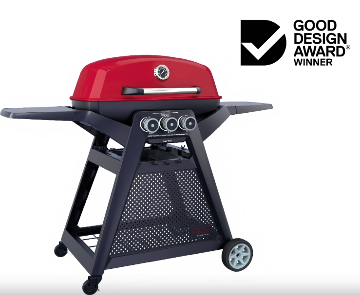 Ziggy Ziegler & Brown Elite Triple 3B Grill LPG BBQ on Cart - Chilli Red