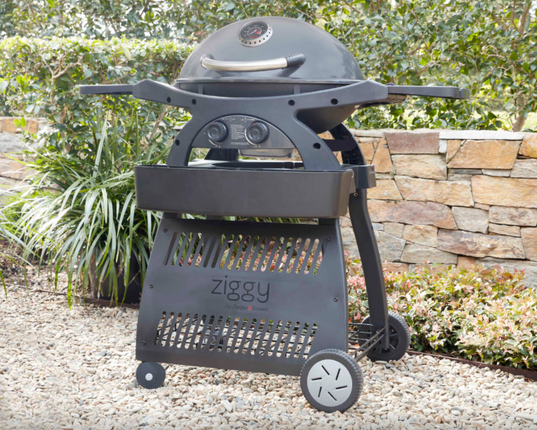 Ziggy Ziegler & Brown Twin Grill LPG BBQ Classic On Cart - Gunmetal Grey