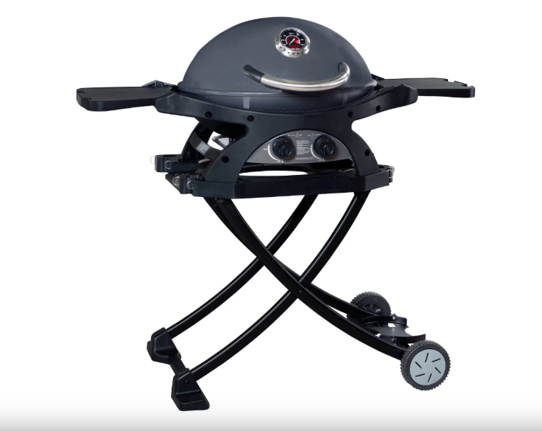 Ziggy Ziegler & Brown Twin Grill LPG BBQ On Folding Cart - Gunmetal Grey