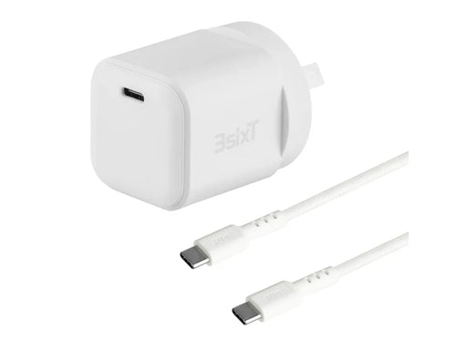 3sixT Wall Charger GaN 20W USB-C PD + USB-C to USB-C - W - LX2001 - Homewares, Outdoor, Phone Accessories, Cases, Speakers, Headphones + More -