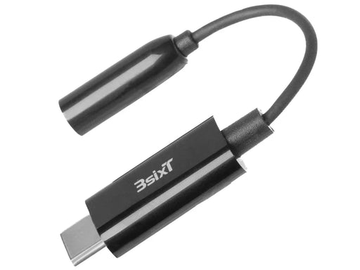3sixT Hi-Res Audio Connector-USB-C to 3.5mm Cable 0.1m-Black - LX2001 - Homewares, Outdoor, Phone Accessories, Cases, Speakers, Headphones + More -