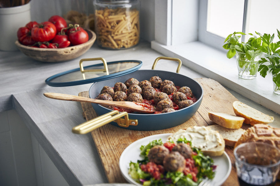 Stanley Tucci Ceramic Non-Stick 30cm Frypan with Lid | Venetian Teal