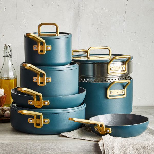 Stanley Tucci Ceramic Non-stick 11-Piece Cookware Set | Venetian Teal