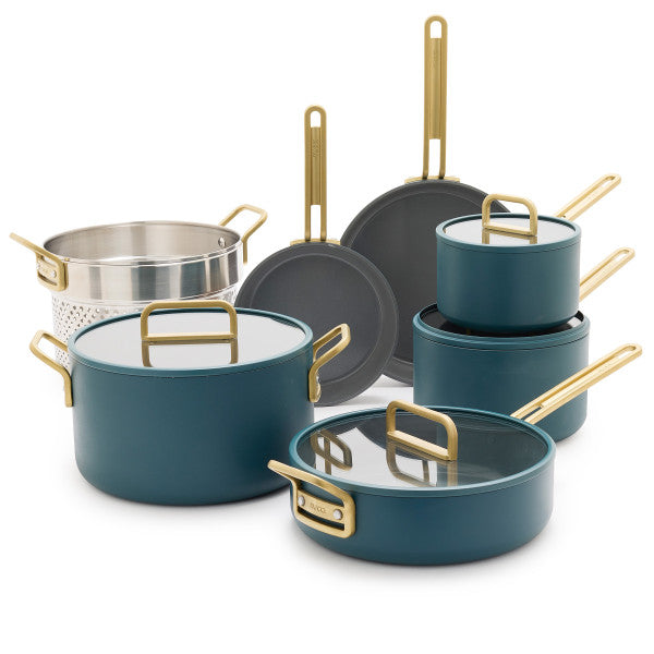 Stanley Tucci Ceramic Non-stick 11-Piece Cookware Set | Venetian Teal