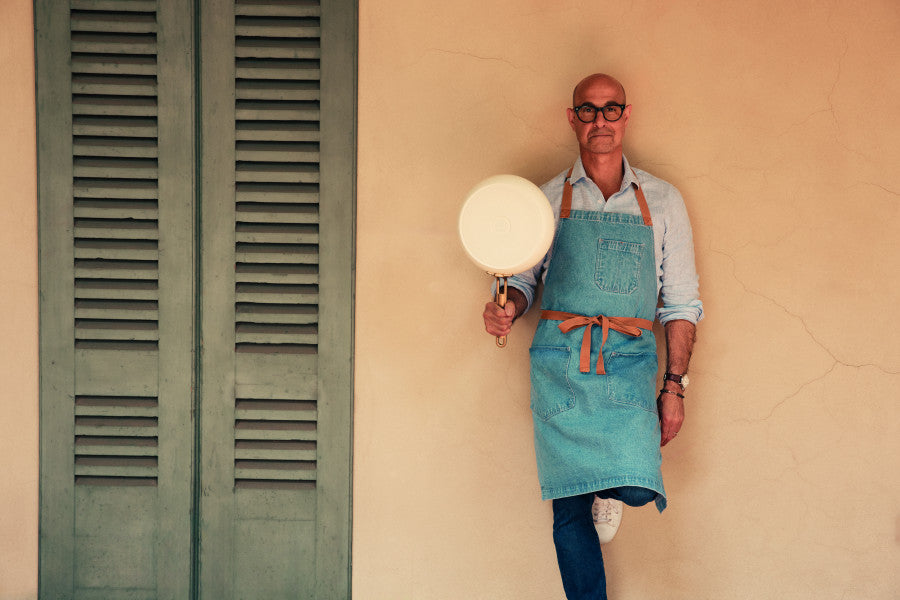 Stanley Tucci Ceramic Non-Stick 30cm Frypan with Lid | Carrara White