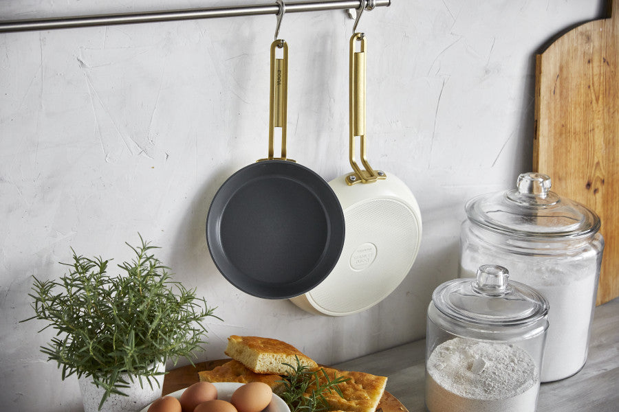 Stanley Tucci Ceramic Non-stick 20cm and 26cm Frypan Set | Carrara White