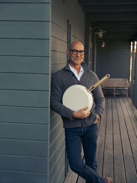 Stanley Tucci Ceramic Non-stick 20cm and 26cm Frypan Set | Carrara White