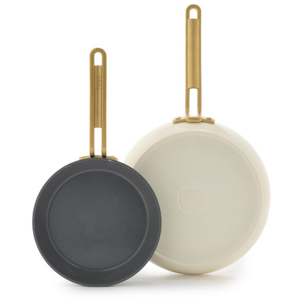 Stanley Tucci Ceramic Non-stick 20cm and 26cm Frypan Set | Carrara White