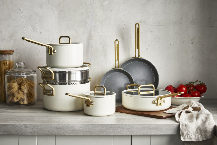 Stanley Tucci Ceramic Non-stick 11-Piece Cookware Set | Carrara White