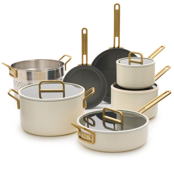 Stanley Tucci Ceramic Non-stick 11-Piece Cookware Set | Carrara White