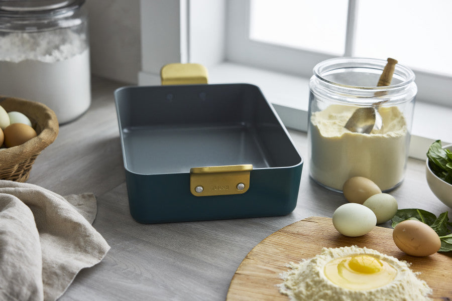 Stanley Tucci Ceramic Non-Stick Roasting Pan | Venetian Teal