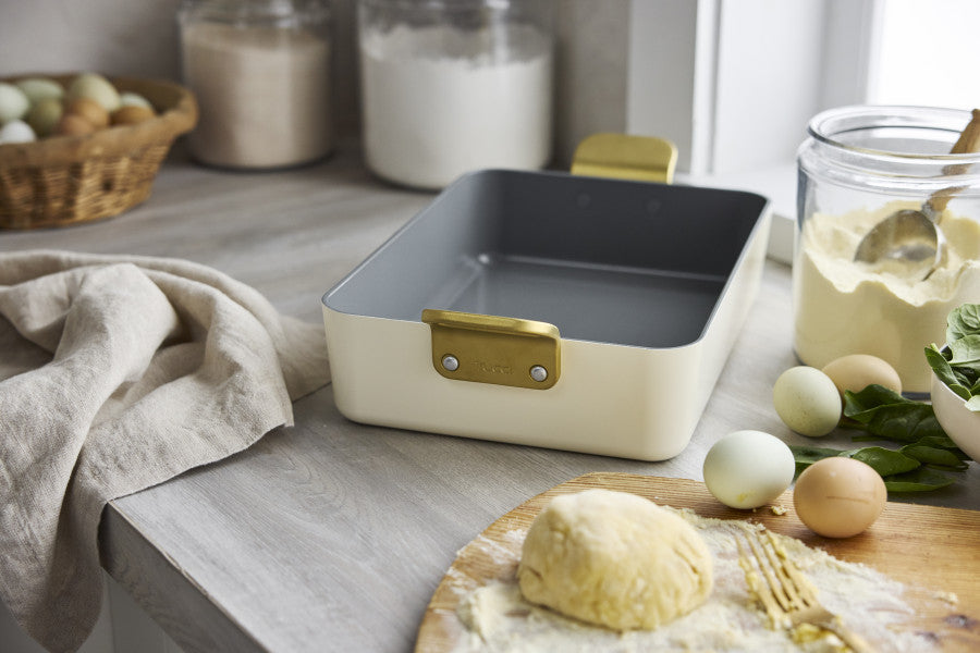 Stanley Tucci Ceramic Non-Stick Roasting Pan | Carrara White