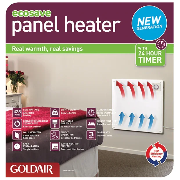 Goldair Ecosave Panel Heater with 24hr Timer GECO255 9420014244589 - LX2001 - Homewares, Outdoor, Phone Accessories, Cases, Speakers, Headphones + More -