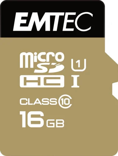 Emtec MicroSD Memory Card 16GB Class 10 With SD Adapter Gold - LX2001 - Homewares, Outdoor, Phone Accessories, Cases, Speakers, Headphones + More -