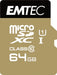 Emtec MicroSD Memory Card 64GB Class 10 With SD Adapter Gold - LX2001 - Homewares, Outdoor, Phone Accessories, Cases, Speakers, Headphones + More -