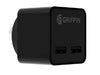 Griffin PowerBlock Dual USB-A 12W and 5W Wall Charger AC - LX2001 - Homewares, Outdoor, Phone Accessories, Cases, Speakers, Headphones + More -