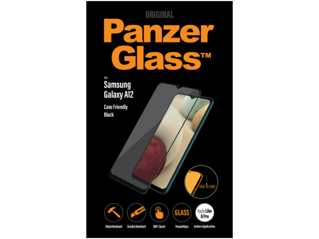 PanzerGlass Glass Screen Protector Samsung Galaxy A12 Case Friendly - Black