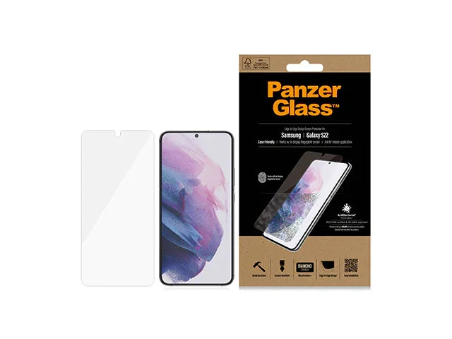 PanzerGlass Case Friendly Antibacterial Screen Protector - Samsung S22 - Black - LX2001 - Homewares, Outdoor, Phone Accessories, Cases, Speakers, Headphones + More -