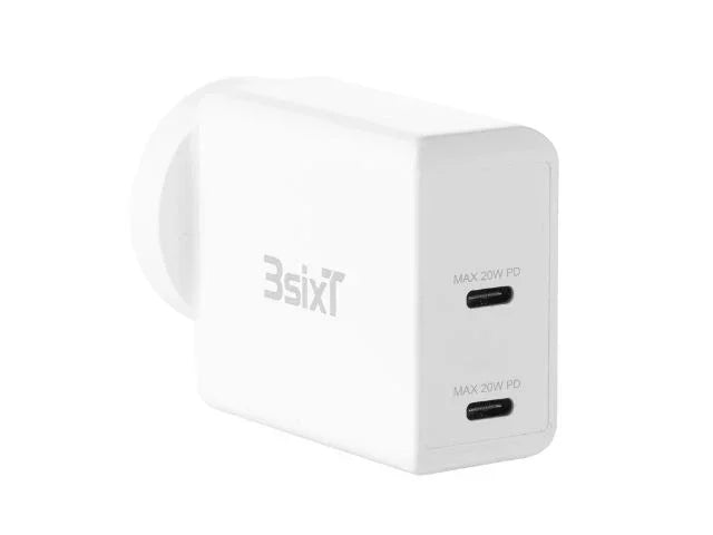 3sixT Wall Charger AU 40W Dual USB-C PD20W + PD20W - White - LX2001 - Homewares, Outdoor, Phone Accessories, Cases, Speakers, Headphones + More -