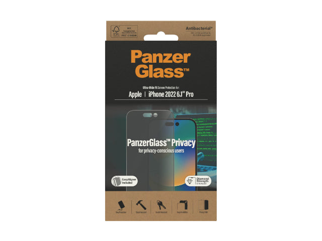 PanzerGlass UltraWide Fit Privcy Screen Protector w/Aligner-iPhone 14 Pro