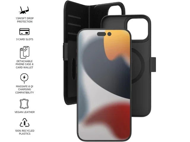 3SIXT Neo Wallet iPhone 15 Plus MagSafe Recycled Case - Black - LX2001 - Homewares, Outdoor, Phone Accessories, Cases, Speakers, Headphones + More -