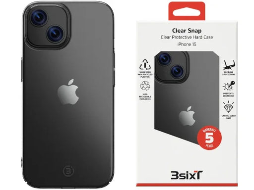 3sixT Clear Snap Case Apple iPhone 15 - Clear - LX2001 - Homewares, Outdoor, Phone Accessories, Cases, Speakers, Headphones + More -