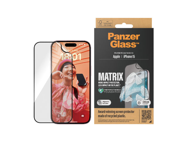 PanzerGlass Matrix Hybrid Glass Screen Protector for Apple iPhone 15