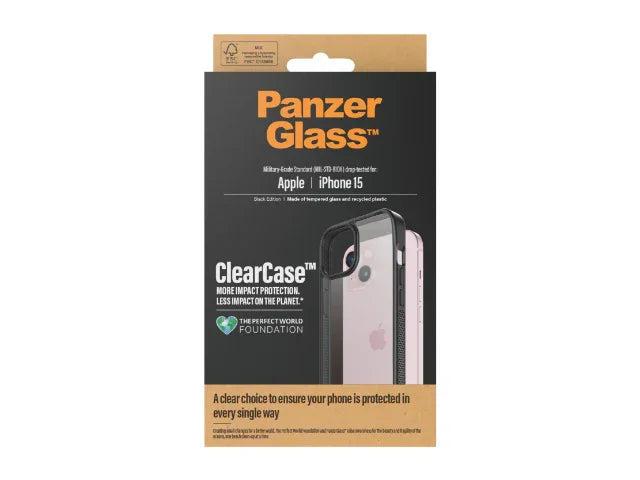 PanzerGlass Clear Case iPhone 15 Black - LX2001 - Homewares, Outdoor, Phone Accessories, Cases, Speakers, Headphones + More -