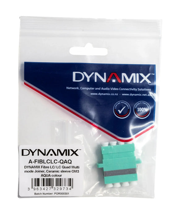 DYNAMIX Fibre LC/LC Quad Multi- mode Joiner, PhBr sleeve OM3, AQUA colour - LX2001 - Homewares, Outdoor, Phone Accessories, Cases, Speakers, Headphones + More -