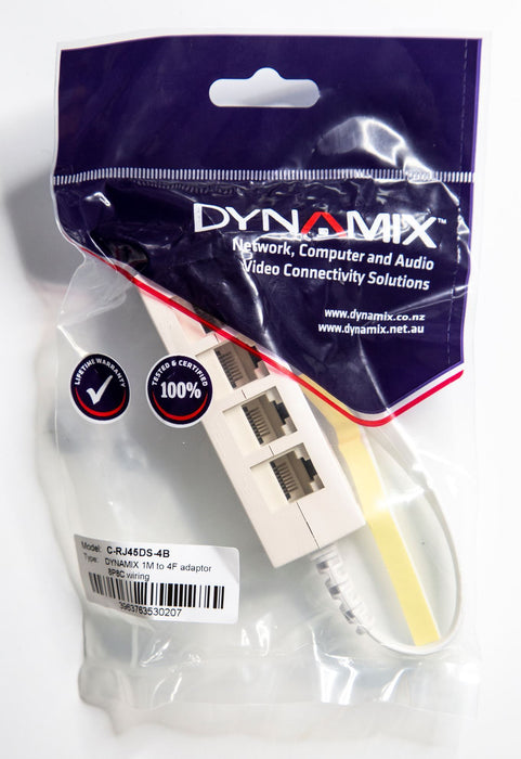 DYNAMIX RJ45 Splitter, Bridged All Pins, 4-Way