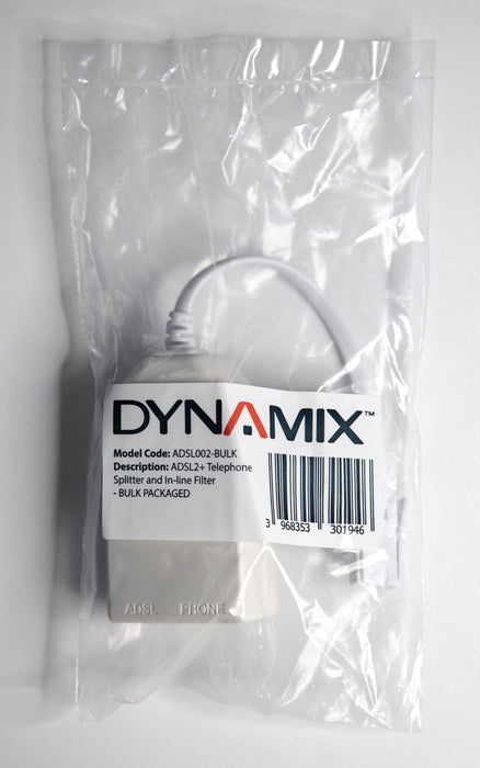DYNAMIX ADSL2+ Telephone Splitter and In-line Filter. BULK PACKAGED