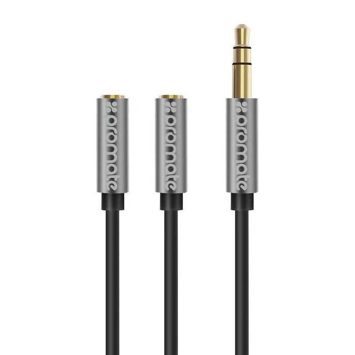 PROMATE 3-in-1 Auxiliary cable with 3.5mm Audio Cable splitter. Colour Black   S