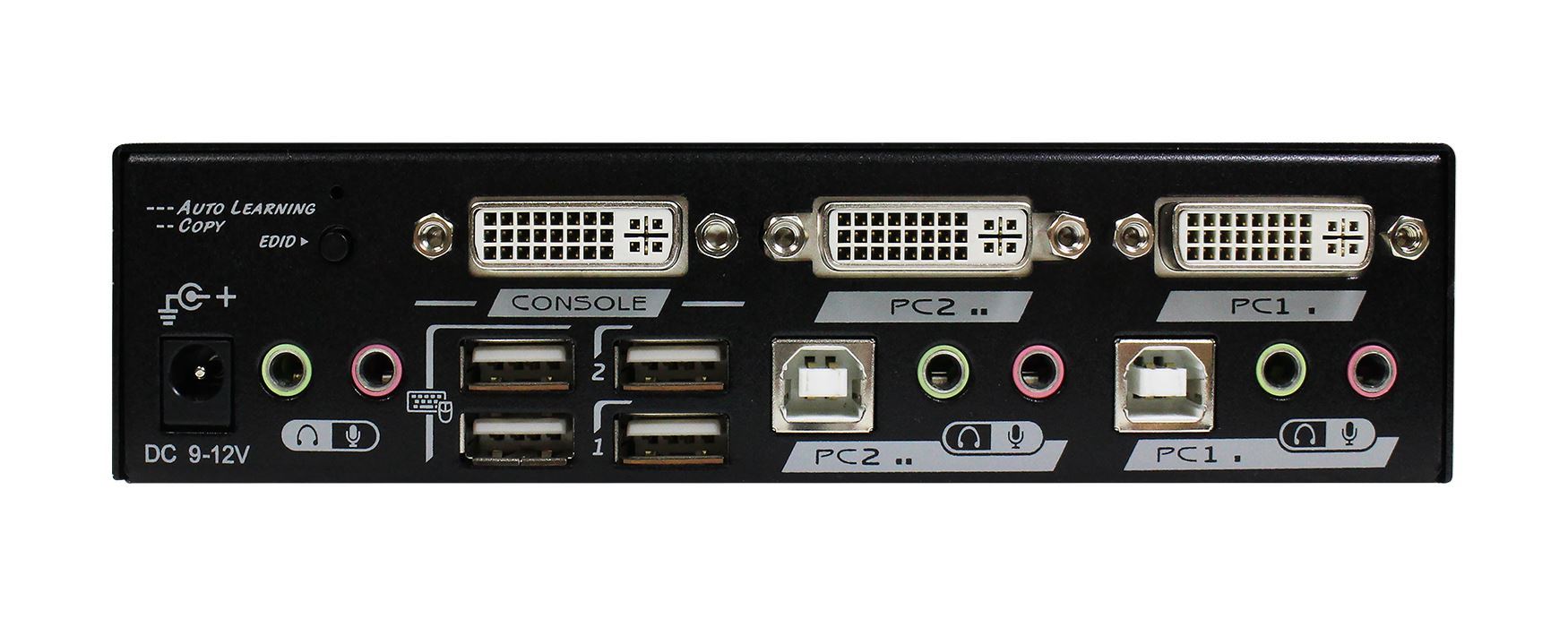 REXTRON 2 Port DVI/USB KVM Switch with Audio, Black Colour.