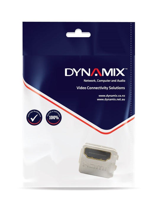 DYNAMIX HDMI 2.0 Keystone Coupler Length 19.2mm, Gold-Plated, WHITE