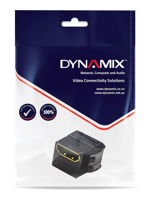 DYNAMIX HDMI 2.0 Keystone Coupler Length 19.2mm, Gold-Plated, BLACK