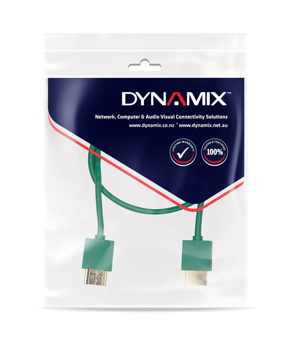 DYNAMIX 1M HDMI GREEN Nano High Speed With Ethernet Cable